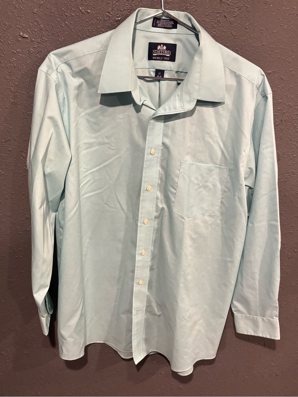 Stafford Men's Mint Green Dress Shirt - Long Sleeve
